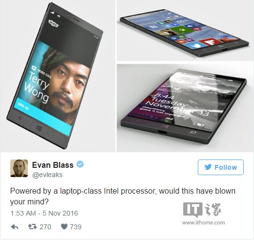 疑似Surface Phone原型机渲染图曝光：采用Intel处理器